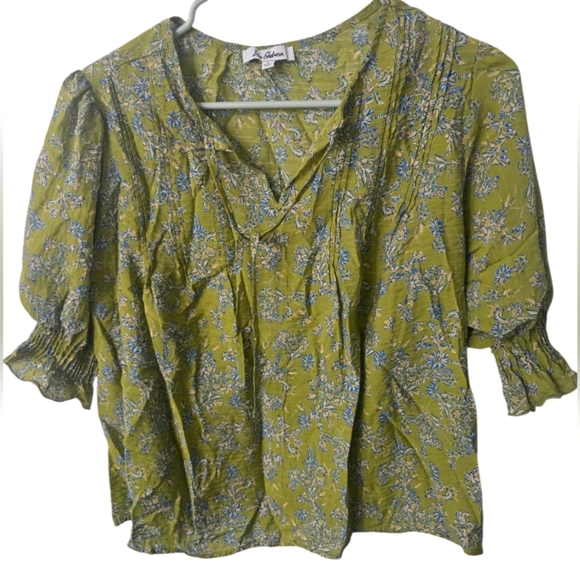 Sam Edelman Olive Floral Blouse, Size L - Picture 2 of 5